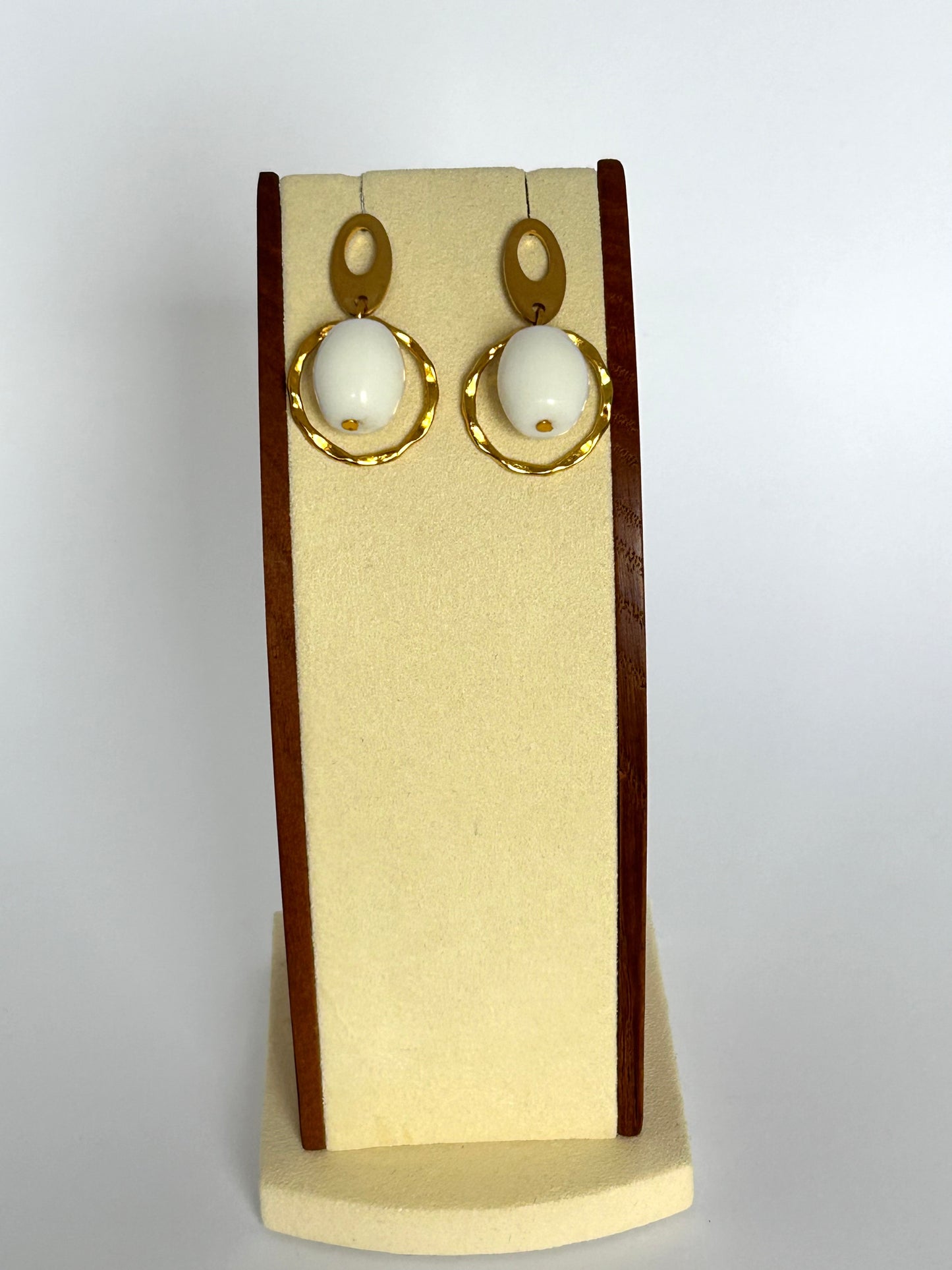 Milk Glass Bead Earrings