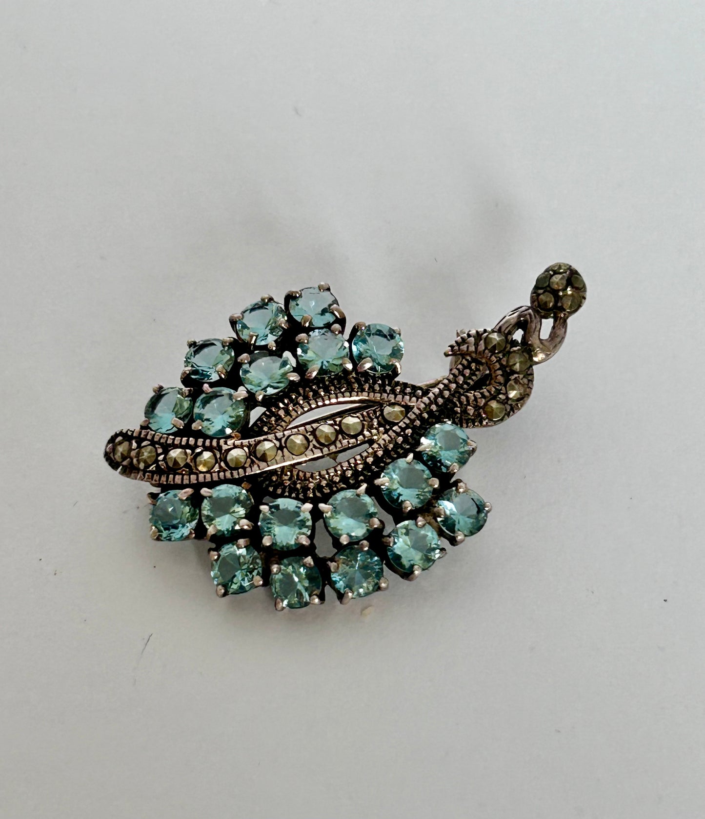 Vintage Sterling Silver & Rhinestone Brooch