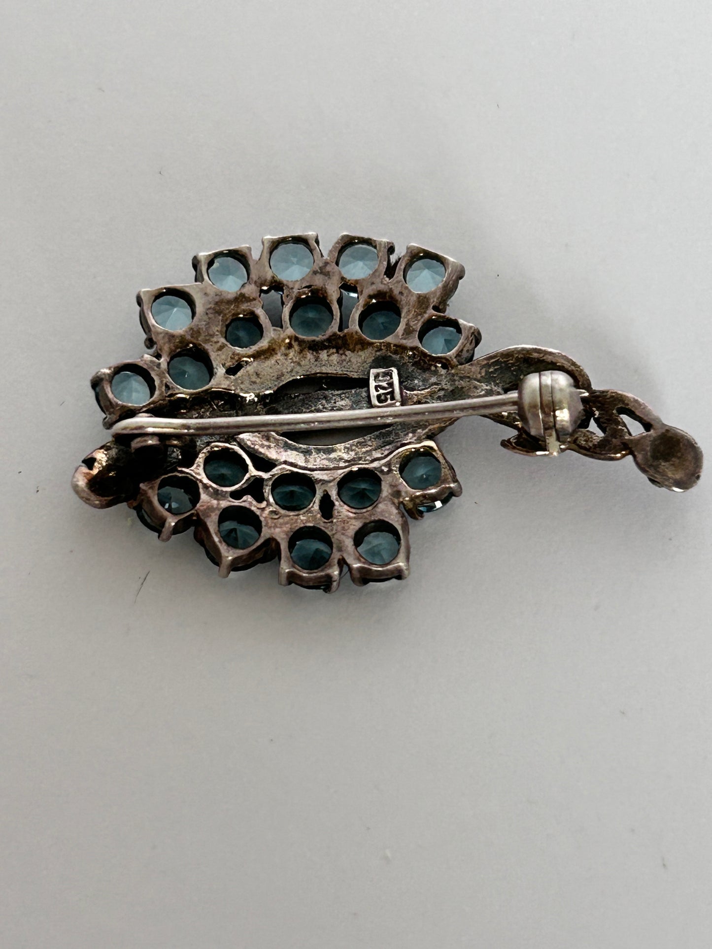 Vintage Sterling Silver & Rhinestone Brooch