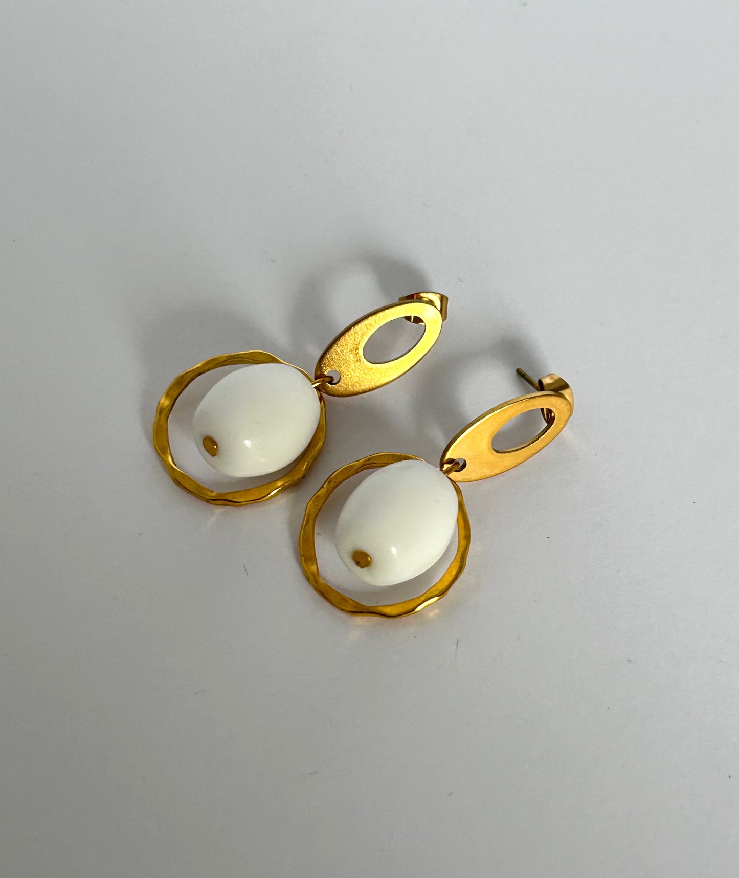 Milk Glass Bead Earrings