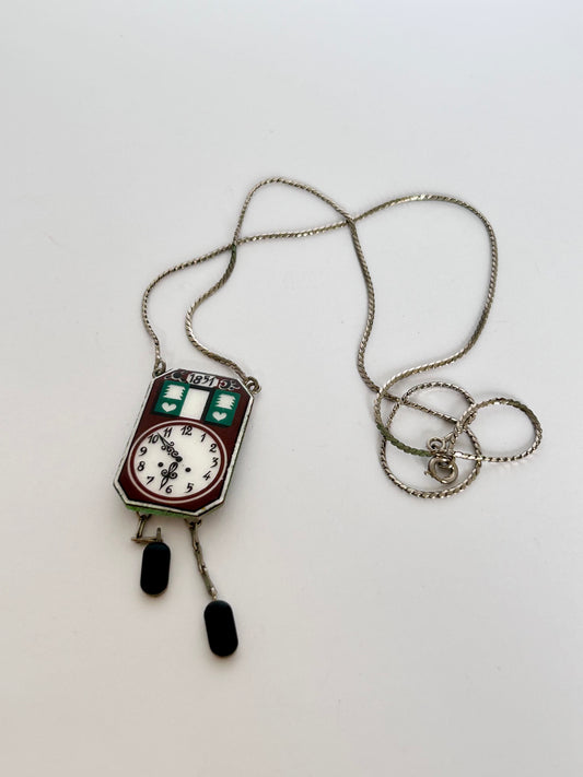 1970's Michel le Brun Enamel Pendant Necklace
