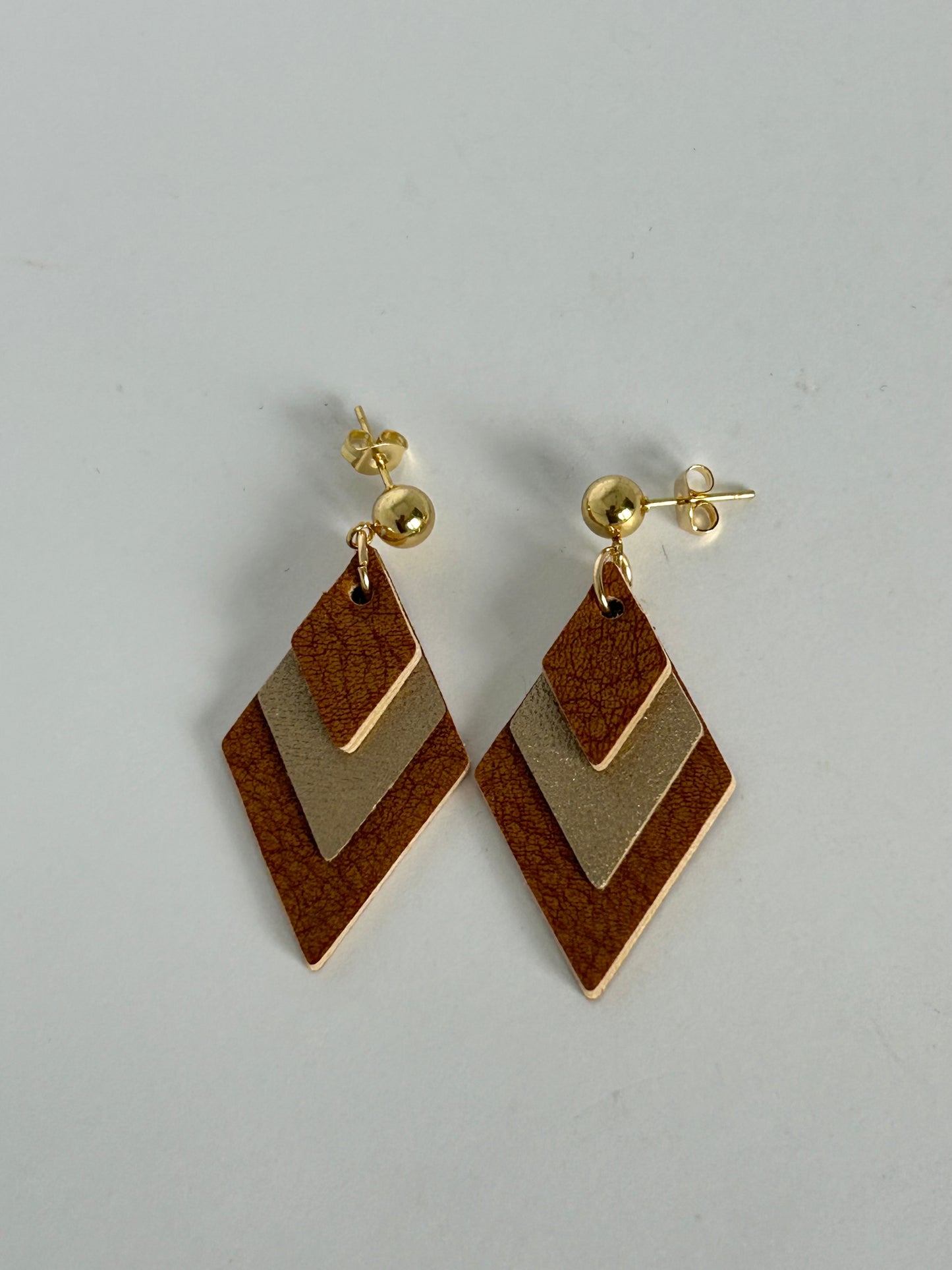 Vegan Leather Geometric Earrings