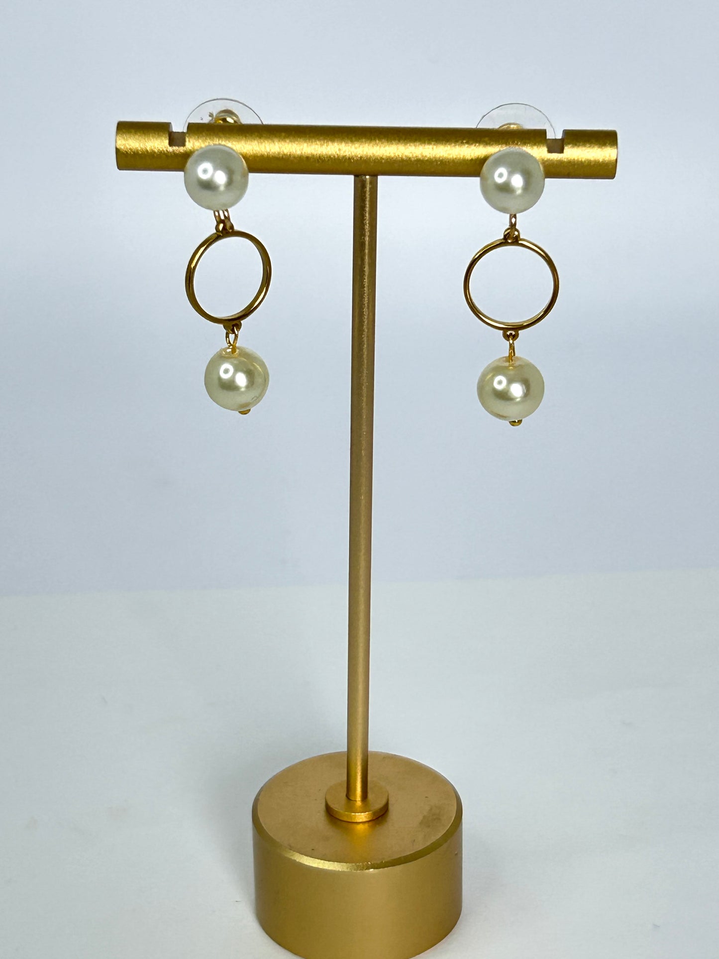 Double Pearl Stud Drop