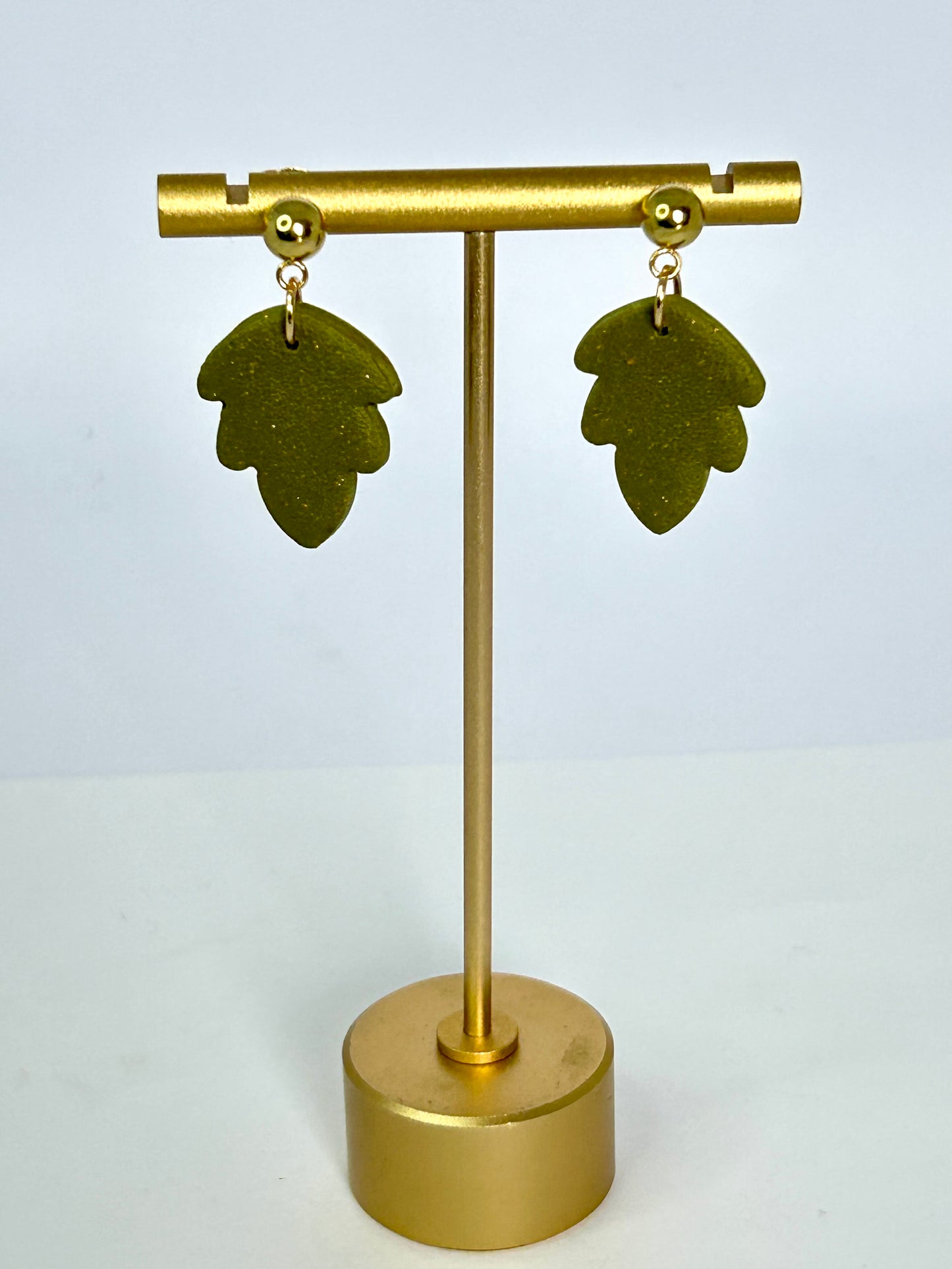 Clay Acorn Leaf Drop Earrings