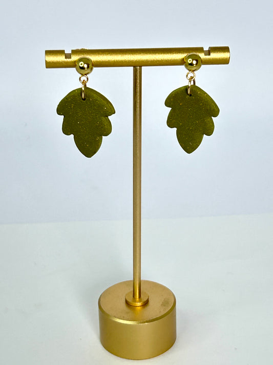 Clay Acorn Leaf Drop Earrings