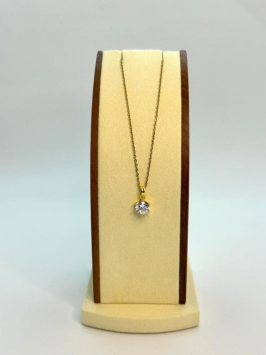Zircon Pendant Necklace - Gold